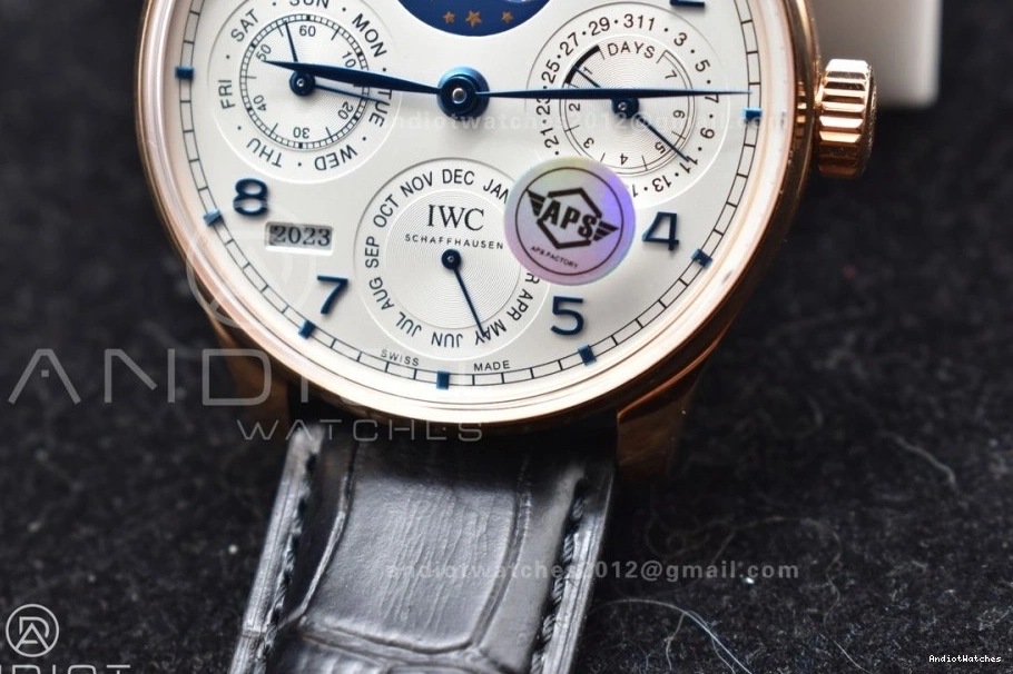 RG 1018 1:1 A52610 Calendar Best Portugieser 5033 Strap on White Black Leather APSF Clone BestValue Perpetual Dial Edition 0912